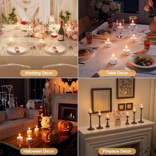 Kimjo White 12-Pack Rechargeable Flameless Tea Lights with Remote & Timer
