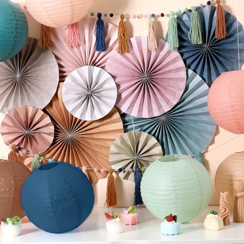 Boho Party Decoration Set: Paper Fans, Lanterns and Tassel Garland Kit