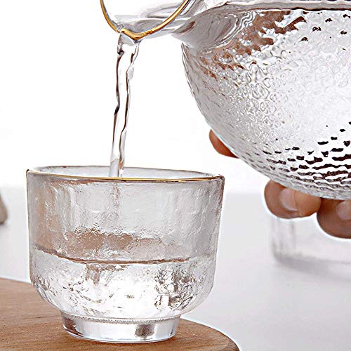 BOLLAER Japanese Sake Pot Set with Glass Cups & Carafe – Hot & Cold Sake Gift