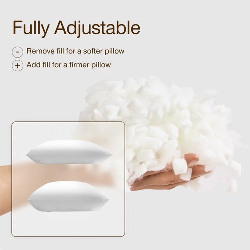 Coop Home Goods Original Adjustable Throw Pillow Inserts, Pack of 2, White, 20x20 Inches, Couch and Decorative Pillows with Memory Foam Fill
