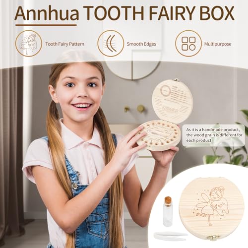 Wooden Baby Teeth Keepsake Box with Hair & Umbilical Cord Organizer