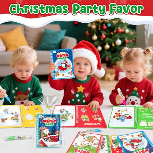ZMLM Red Christmas Water Coloring Books for Toddlers — 24 Pack with Pens & Gift Bags
