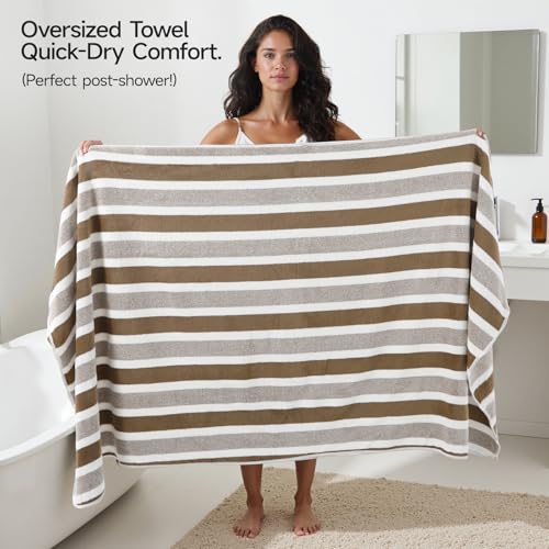 6-Piece Microfiber Bath Towel Set, Ultra Soft & Absorbent, Oversized Brown