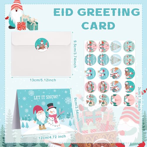 Engrowtic Christmas Gnome Greeting Cards Set with Envelopes & Seals - 10 Assorted Holiday Designs