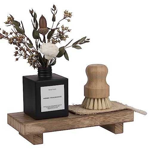 Small Wood Pedestal Tray, 8.7-Inch Farmhouse Bathroom Soap Holder