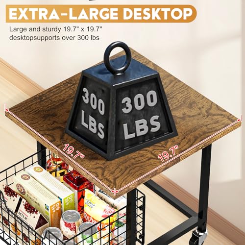 Heavy-Duty Mini Fridge Stand with Storage Drawer & Wheels (300 lb Capacity)