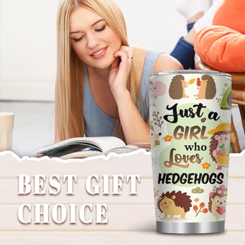 MoYueno Hedgehog Gift 20oz Insulated Tumblers with Straw - Animal Water Bottle for Hedgehog Lovers