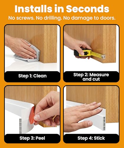 Under Door Draft Stopper Strip (2 Pack) - Soundproof Door Sweep & Gap Filler