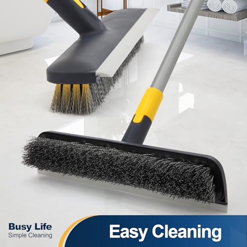 2-in-1 Floor Scrub Brush with Squeegee & Telescopic Handle, 56 Inch