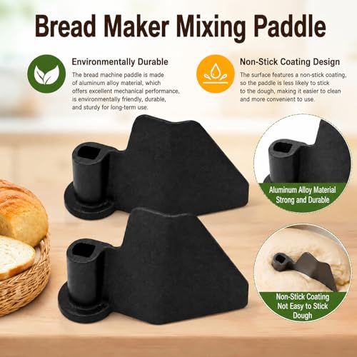Non-Stick Bread Maker Kneading Paddle Blade - 2 Pack Aluminum Alloy