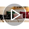 ONWAY Black Christmas Pillow Cover 12x20 inch Merry Christmas Embroidered Gold Decor