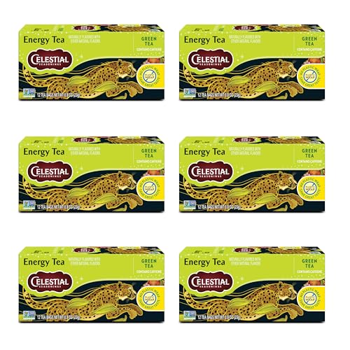 Celestial Seasonings Energy Green Tea, Caffeinated, 12 Tea Bags Box (Pack of 6)