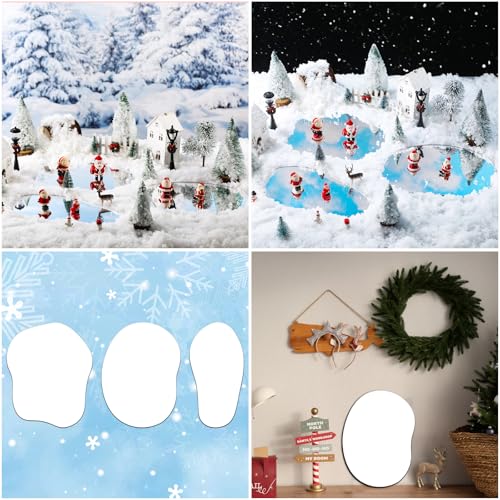 Christmas Village Mirror Lake Accessories - 3 Pack Holiday Ice Pond Decor