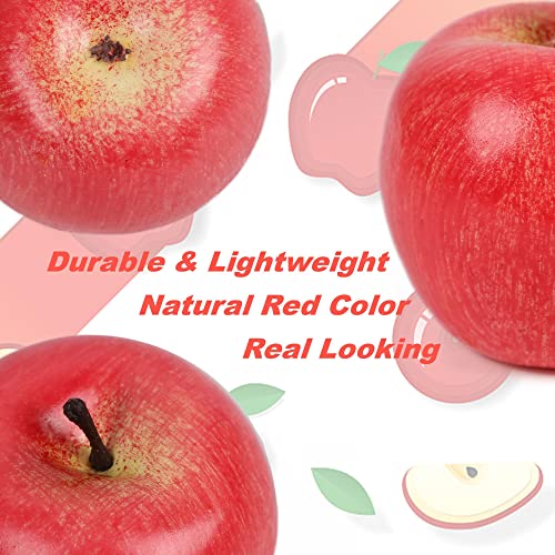 Set of 12 Realistic Artificial Red Apples for Home Decor