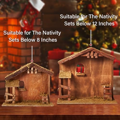 Nativity Scene Manger for 10-12 Inch Figures - Wooden Stable with Variation: Manger - Suitable for Under 12 Inches
