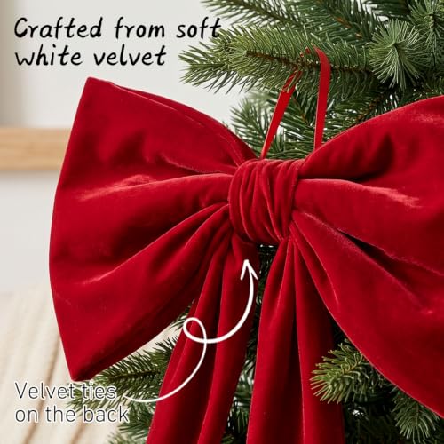 6 ft Oversized Red Velvet Christmas Bow Topper for Tree & Decor