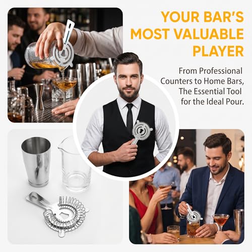 WUWEOT 9-Pack 6-Inch Stainless Steel Cocktail Strainers for Bar & Home Use