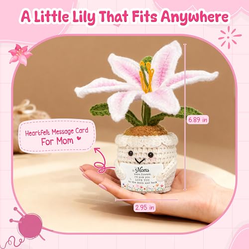 Handmade Crochet Lily Flower Gift for Mom - Emotional Support Desk Decor