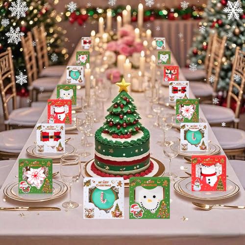 48PCS Christmas Cookie Boxes with Windows, 4x4x2 Inches - Holiday Gift Packaging