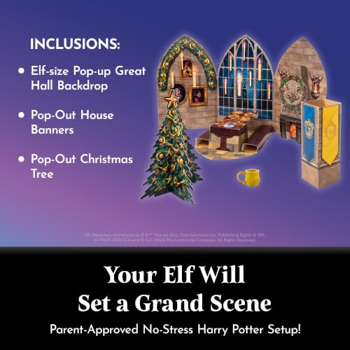 Hogwarts Great Hall Pop-Up Backdrop Set with Banners for Holiday Elf