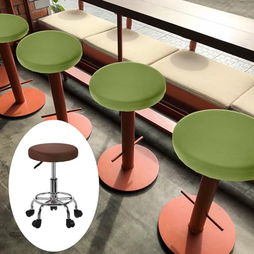 Round Bar Stool Covers - 4 Pack, Washable, Elastic, Dark Brown