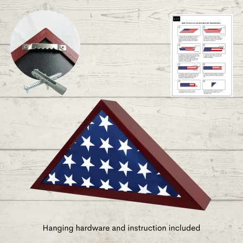 Solid Wood Burial Flag Display Case for 5'x9.5' American Veterans Flag