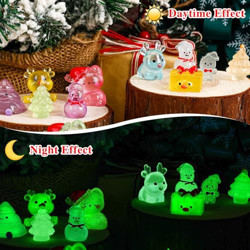50 Pcs Luminous Christmas Mini Resin Figurines - Christmas Figurines Style (JUNEBRUSH brand)