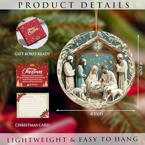 KATINAT Nativity Blue 2D Acrylic Ornament – Religious Christmas Nativity Scene