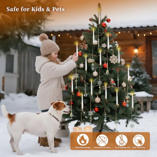 Everloria Iridescent 12-Piece Christmas LED Candle Set with Remote & Ornaments