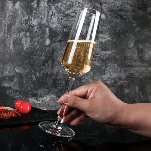 8 Pack Champagne Glasses Set - 7.5 oz Modern Sparkling Wine Flutes, CZUMJJ