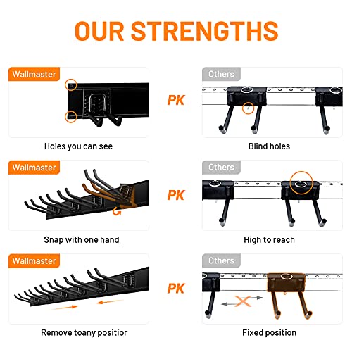 Heavy Duty Garage Tool Storage Rack Wall Mount System with 6 Adjustable Hooks and 48-Inch Track