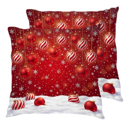 Lecluit Christmas Snowflake Xmas Ball Throw Pillow Cover 18x18 Pack of 2