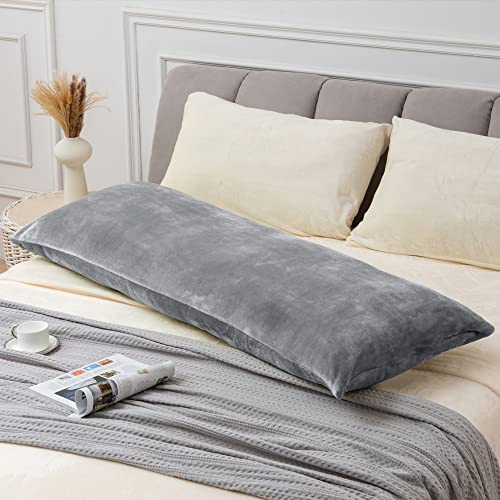 20x54 Inch Fuzzy Fleece Body Pillow Cover, Soft Plush Pillowcase with Zipper