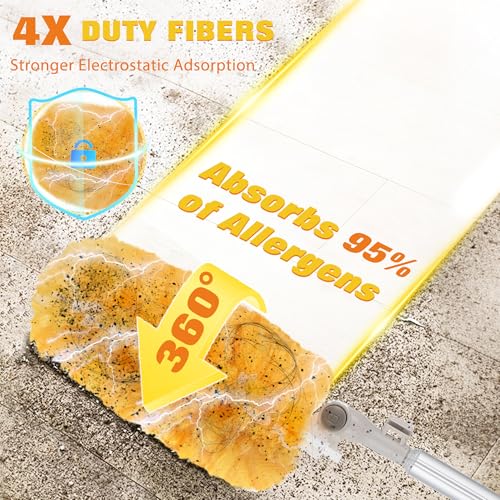6 ft Extendable Microfiber Duster Kit with 20 Refill Pads & 360° Swivel Head
