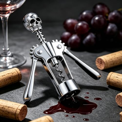 Homestia Gothic Skull Corkscrew Wine Opener with Wing Mechanism - Premium Bar Tool