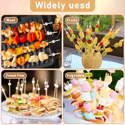 6 Inch White Pearl Cocktail Skewers - 100 Pcs Party Appetizer Picks