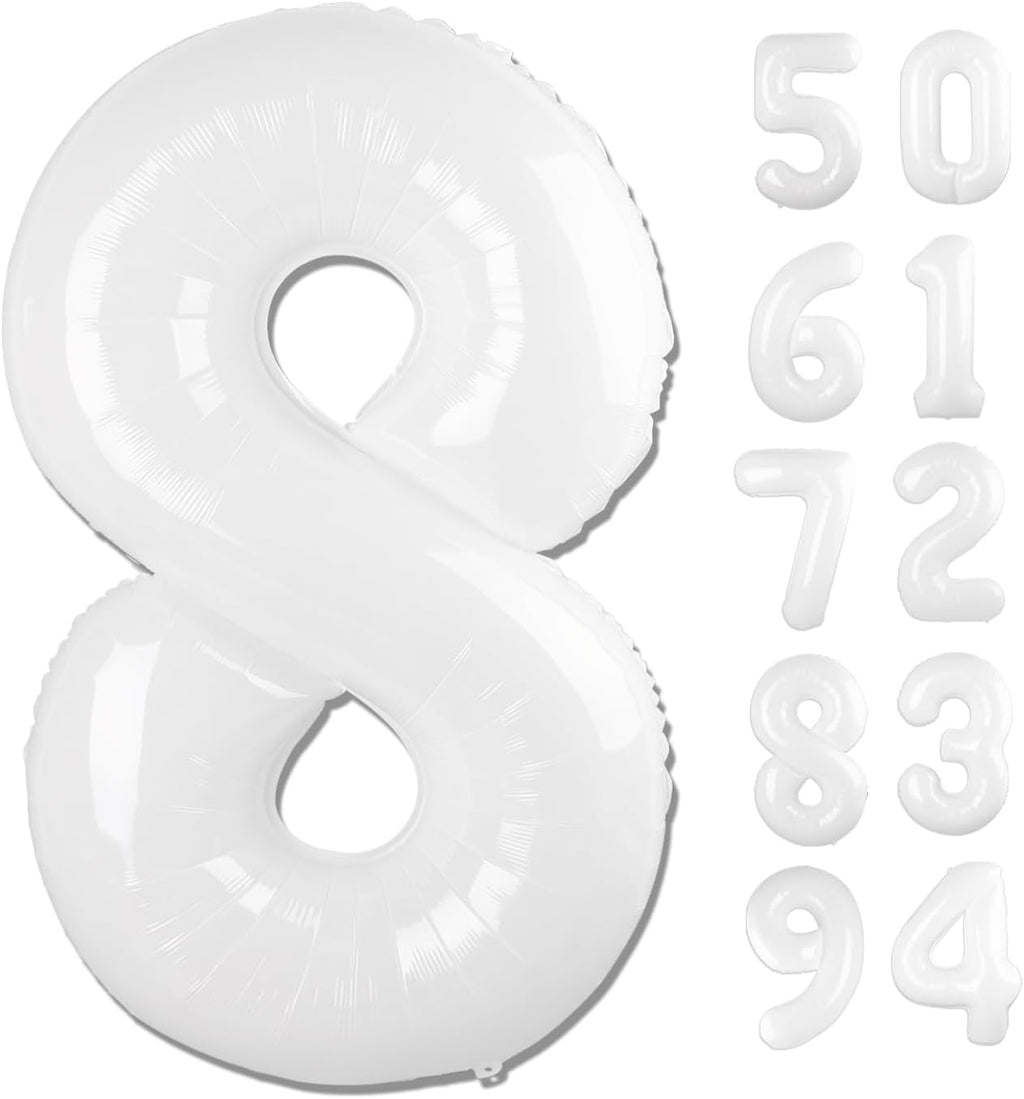 Translucent Number 8 Balloon by [Brand Name] - 40 Inch White Birthday Decoration for Boys & Girls