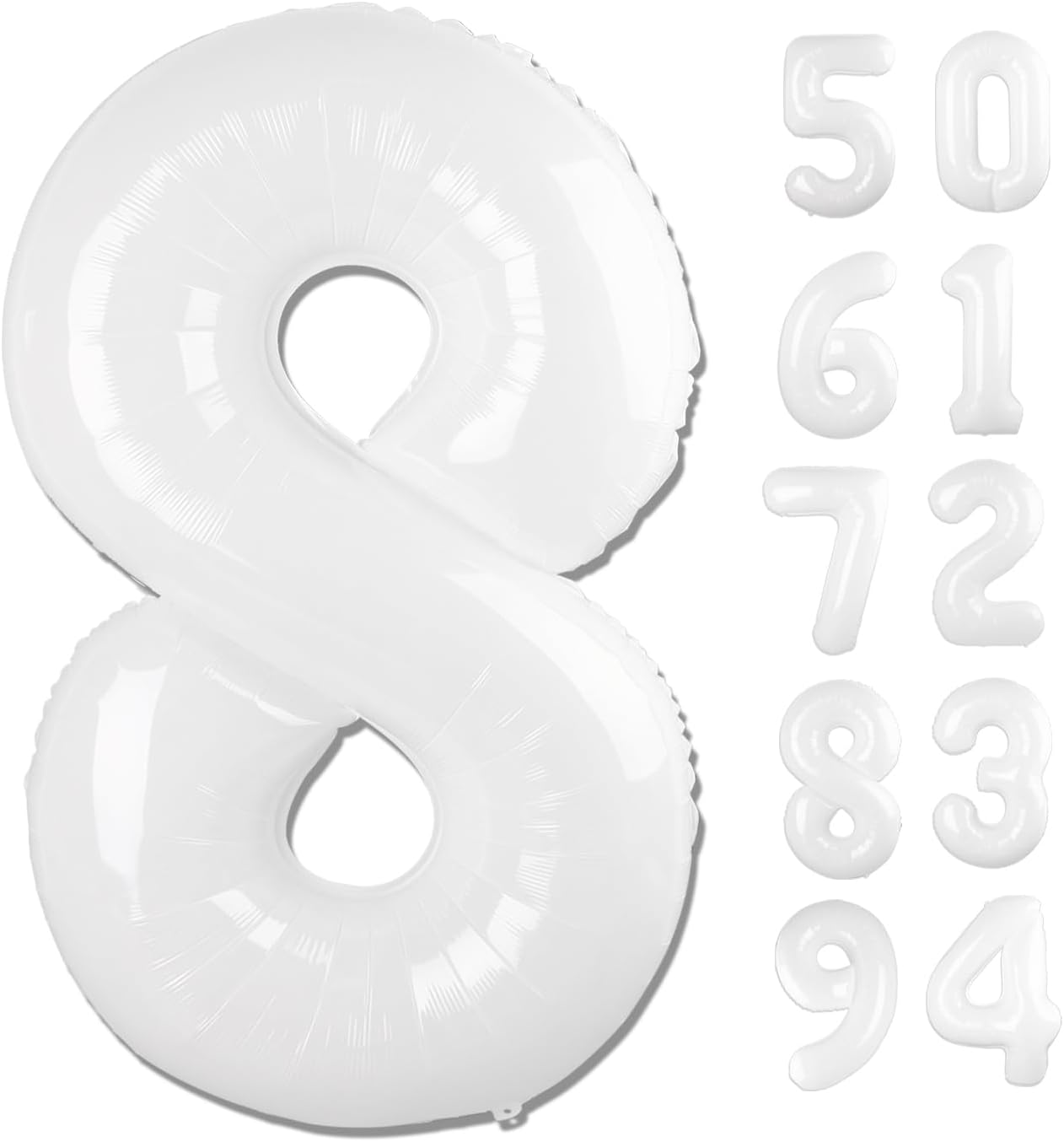 Translucent Number 8 Balloon by [Brand Name] - 40 Inch White Birthday Decoration for Boys & Girls