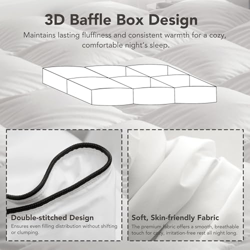 King Size Down Duvet Insert - Luxury White Comforter, Hypoallergenic