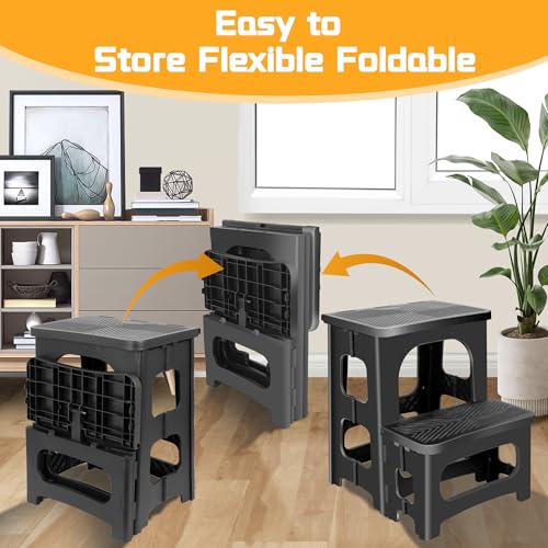 2-Step Foldable Stool, Portable Anti-Slip Step Ladder, 300lb Capacity