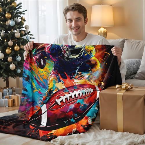 Homexzdiy Brown Kids Blanket 50x60 Inches Cozy Football Throw for Teens & Boys