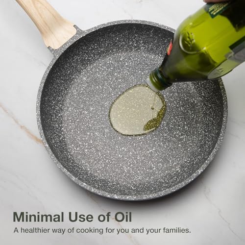 8-Inch Nonstick Granite Frying Pan - PFOA-Free Skillet for All Stovetops