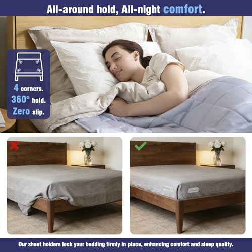 Bed Sheet Holder Grippers, 4PC Non-Slip Mattress Fasteners