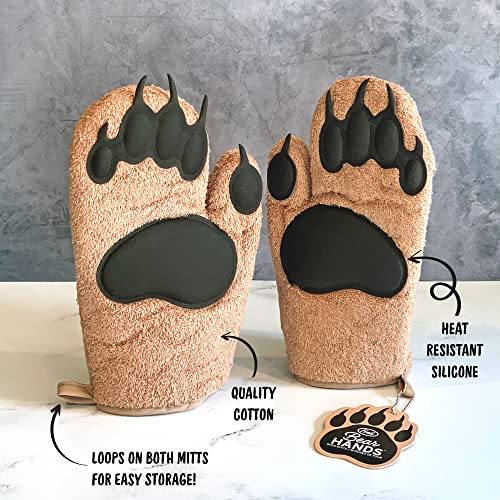 Bear Paw Oven Mitts - Heat-Resistant Silicone and Cotton Kitchen Gloves