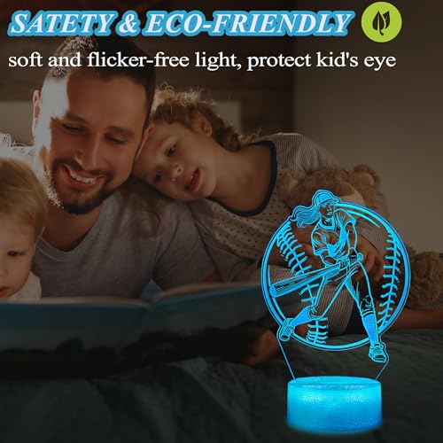 3D Softball Night Light, LED Sports Lamp with Remote Control, 16 Colors