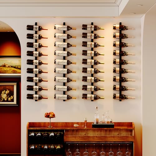 24-Bottle Wall Mounted Wine Rack, Detachable Metal Wine Storage Organizer