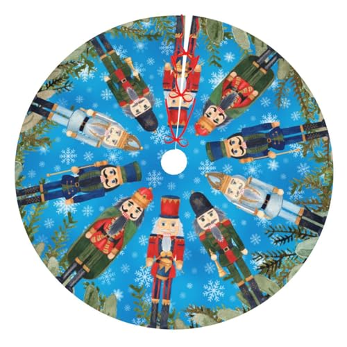DORKEIXIA 36 Inch Red Green Nutty Nutcracker Army Christmas Tree Skirt - Black Variant