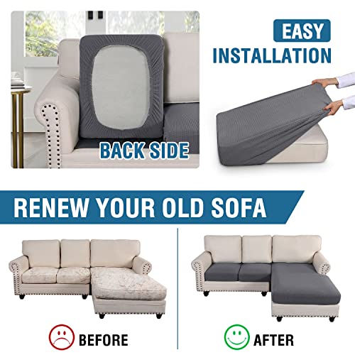 3-Piece Stretch Sofa Covers for L-Shaped Sectional Couch - Grey