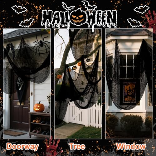 Black Creepy Cloth Halloween Gauze Decor - 40 x 200 Inch Haunted House Fabric