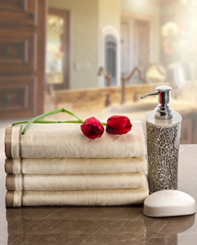 100% Cotton Velour Fingertip Towels - 4-Pack Cream Decorative Hand Towels